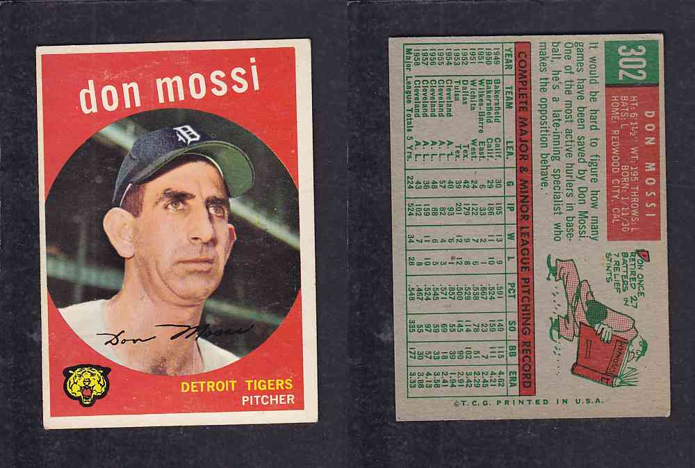 1959 TOPPS BASEBALL CARD #302   D. MOSSI photo
