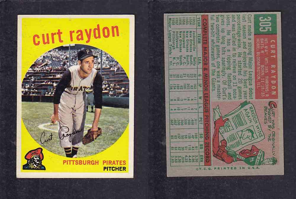 1959 TOPPS BASEBALL CARD #305   C.RAYDON photo