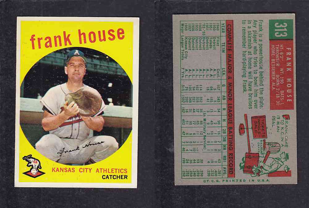 1959 TOPPS BASEBALL CARD #313   F.HOUSE photo