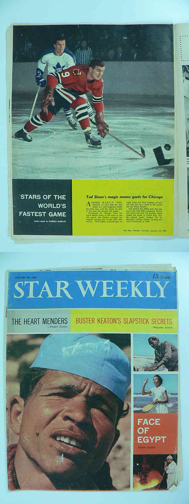 1959-60 TORONTO STAR FULL MAGAZINE T.SLOAN POSTER photo
