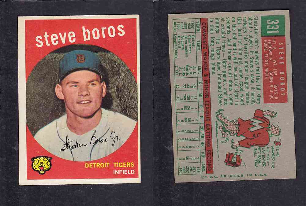 1959 TOPPS BASEBALL CARD #331  S.BOROS photo