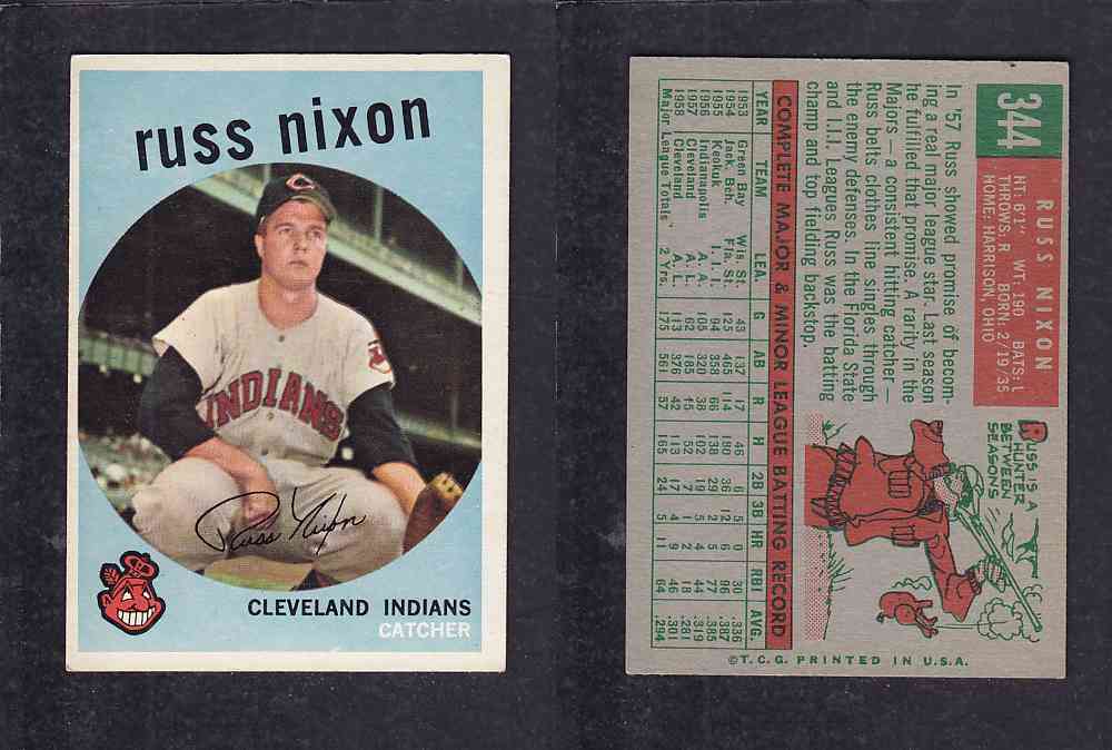 1959 TOPPS BASEBALL CARD #344   R. NIXON photo