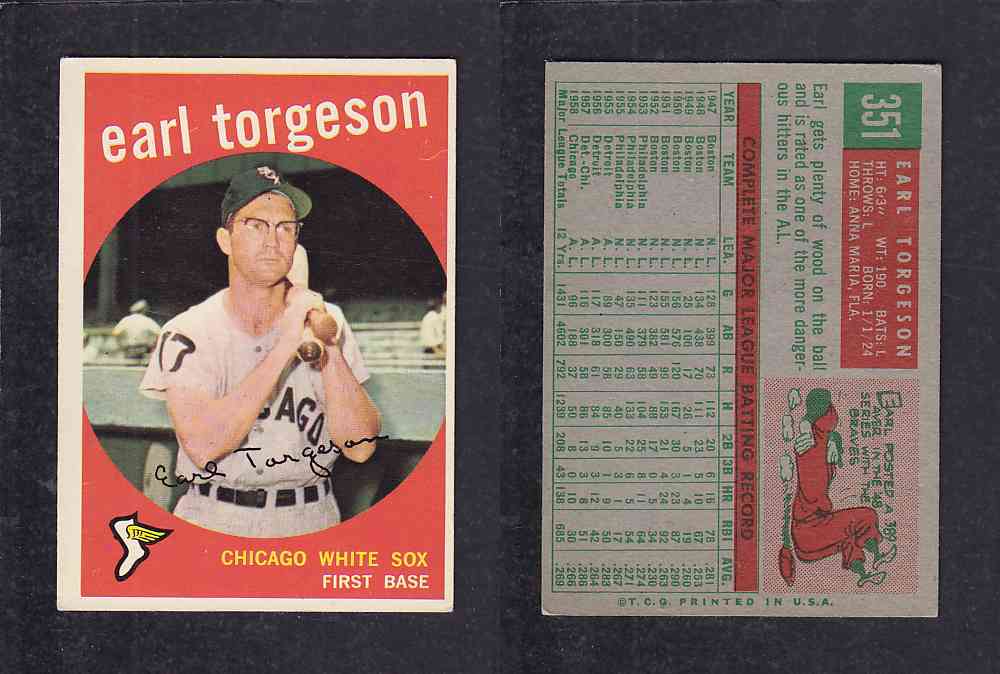 1959 TOPPS BASEBALL CARD #351  E. TORGESON photo