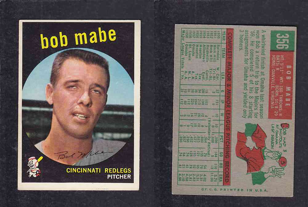 1959 TOPPS BASEBALL CARD #356   B. MABE photo