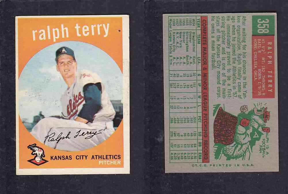 1959 TOPPS BASEBALL CARD #358    R. TERRY photo