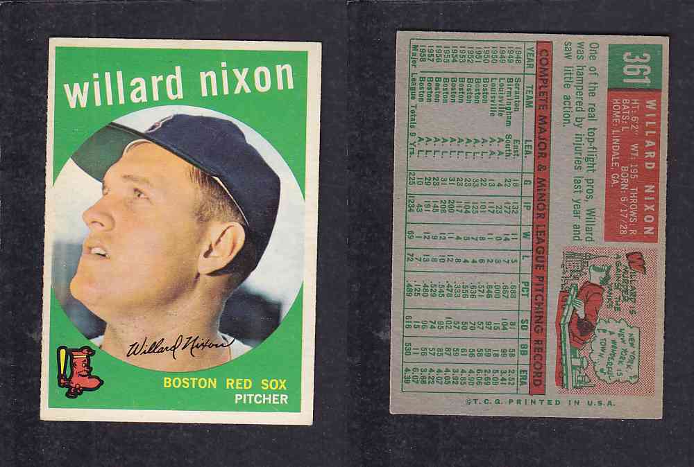 1959 TOPPS BASEBALL CARD #361   W. NIXON photo