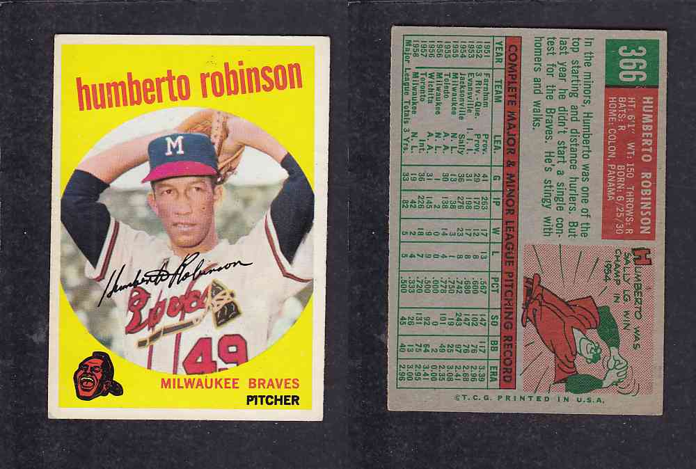 1959 TOPPS BASEBALL CARD #366   H. ROBINSON photo