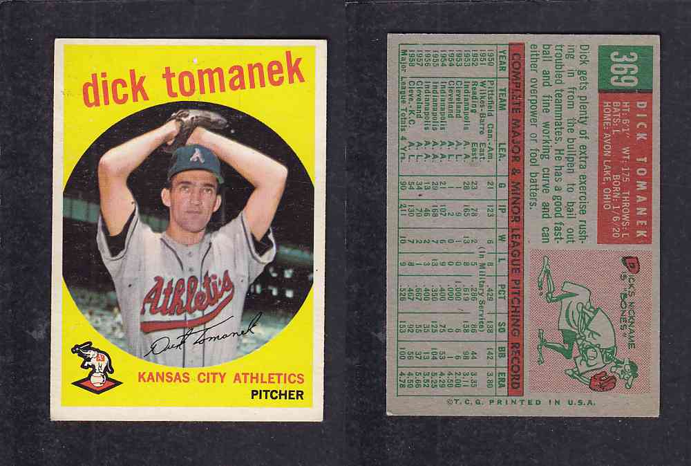 1959 TOPPS BASEBALL CARD #369   D. TOMANEK photo