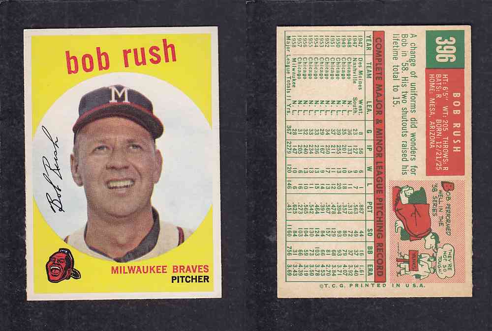 1959 TOPPS BASEBALL CARD #396   B.RUSH photo