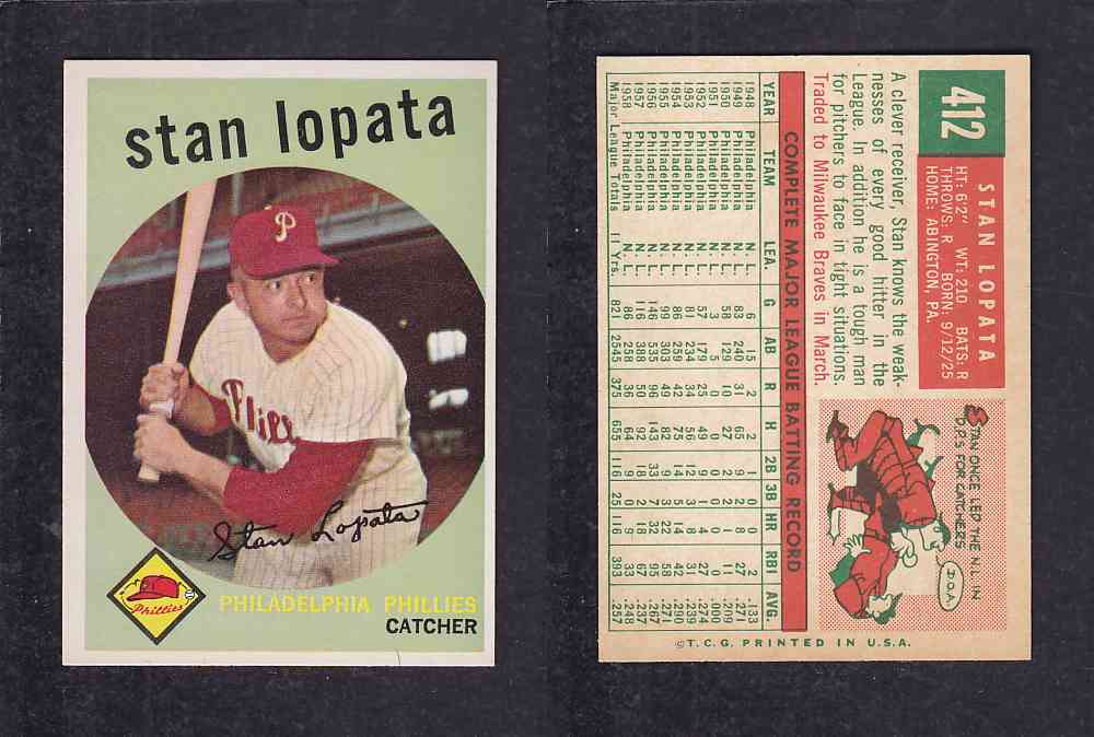 1959 TOPPS BASEBALL CARD #412   S. LOPATA photo