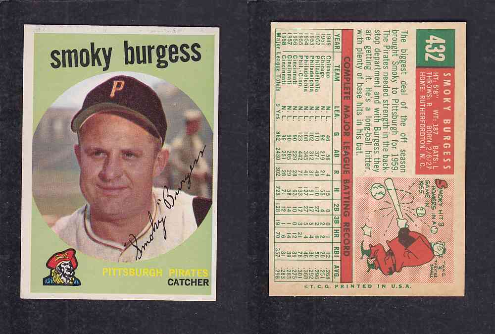 1959 TOPPS BASEBALL CARD #432   S. BURGESS photo