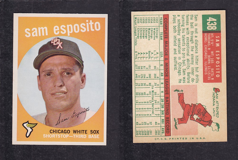 1959 TOPPS BASEBALL CARD #438   S. ESPOSITO photo