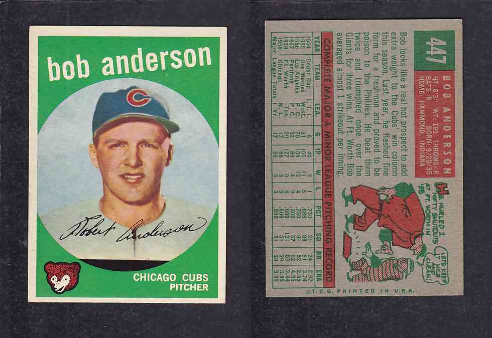 1959 TOPPS BASEBALL CARD #447   B. ANDERSON photo