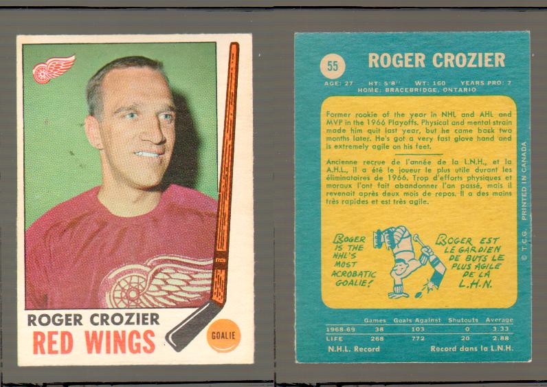1969-70 O-PEE-CHEE HOCKEY CARD #55 ROGER CROZIER photo