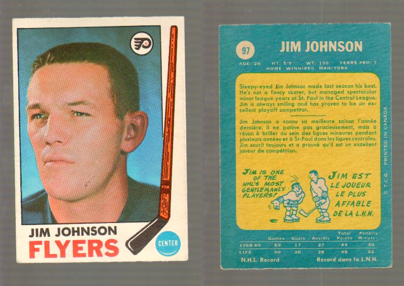 1969-70 O-PEE-CHEE HOCKEY CARD #97 JIM JOHNSON photo