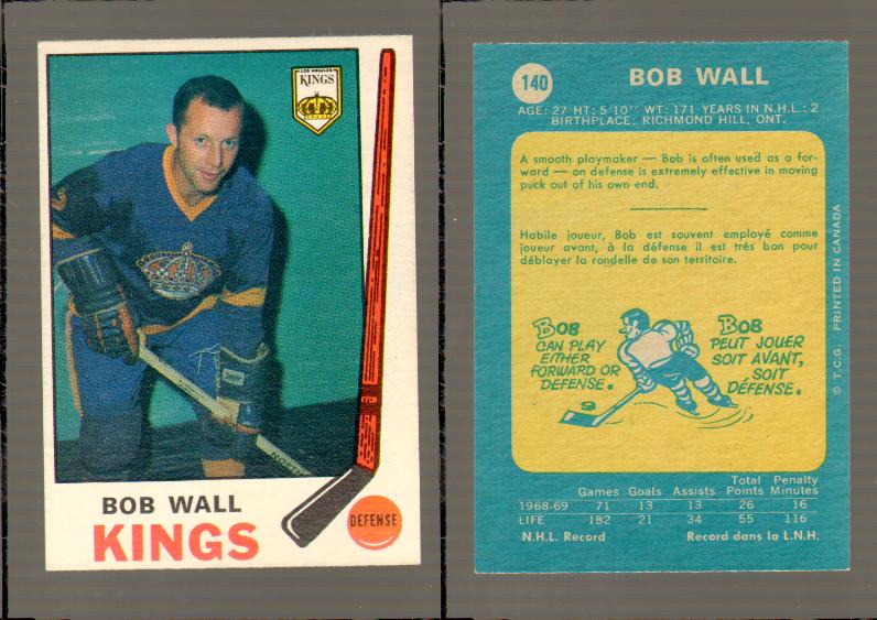 1969-70 O-PEE-CHEE HOCKEY CARD #140 BOB WALL photo