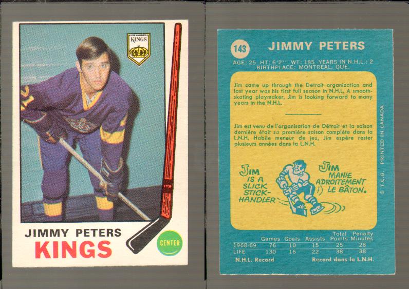 1969-70 O-PEE-CHEE HOCKEY CARD #143 JIMMY PETERS photo