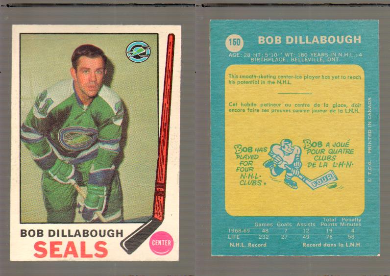 1969-70 O-PEE-CHEE HOCKEY CARD #150 BOB DILLABOUGH photo