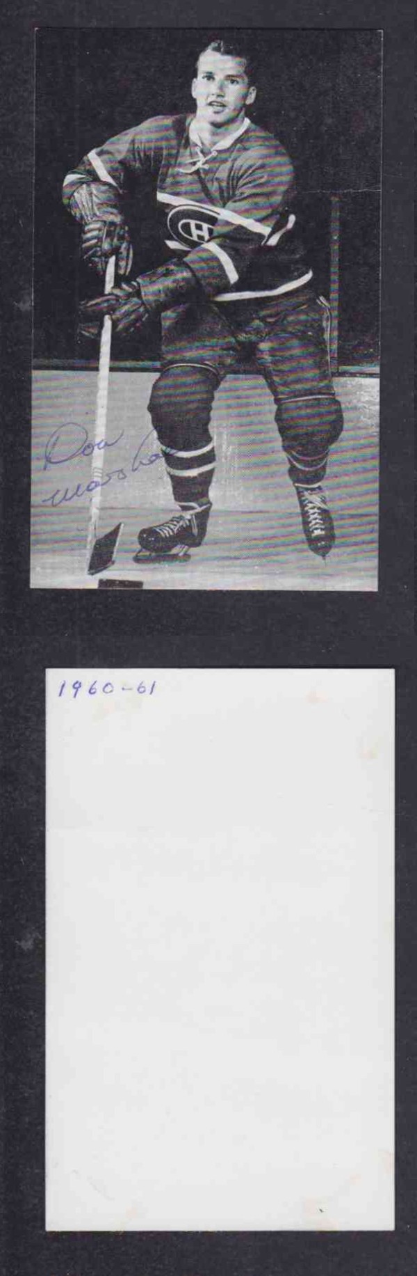 1960 'S MONTREAL CANADIENS D.MARSHALL  AUTOGRAPHED POST CARD  photo