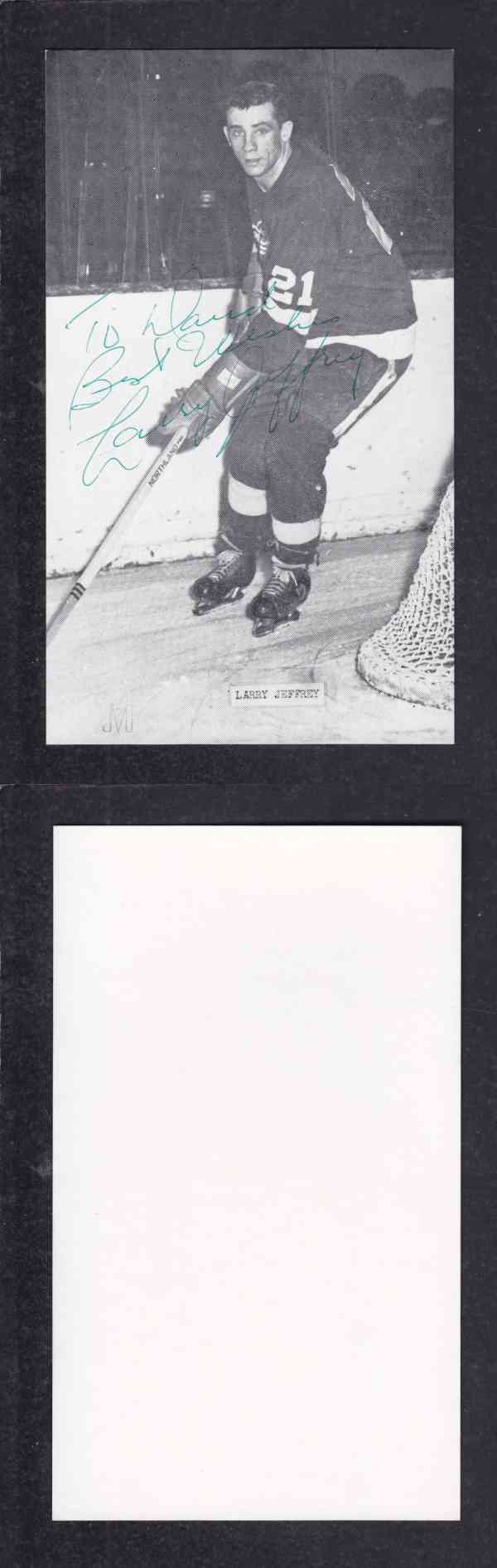 1960 'S DETROIT RED WINGS L.JEFFREY  AUTOGRAPHED POST CARD photo