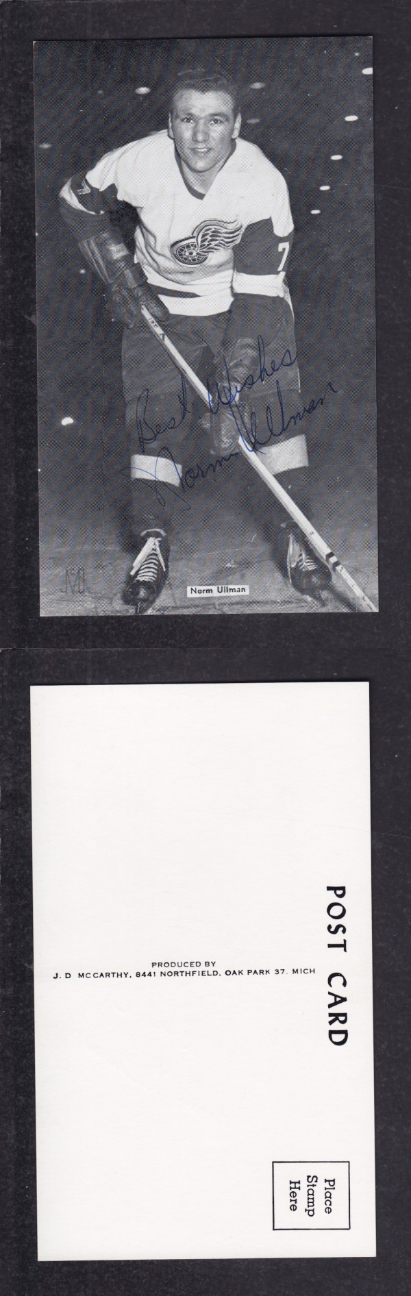 1960 'S DETROIT RED WINGS N.ULLMAN AUTOGRAPHED POST CARD photo