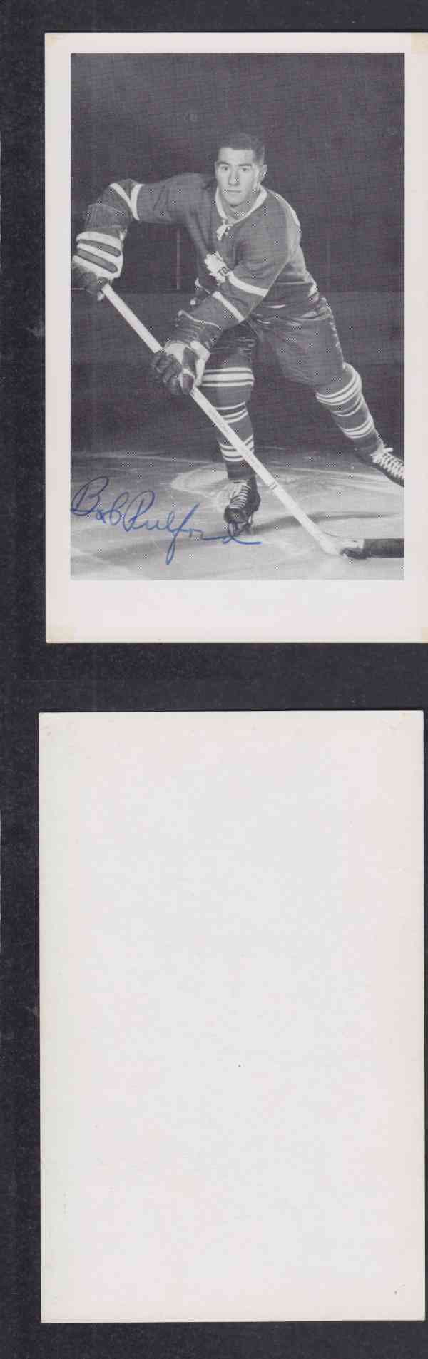 1960 'S TORONTO MAPLE LEAFS B.PULFORD  AUTOGRAPHED POST CARD photo