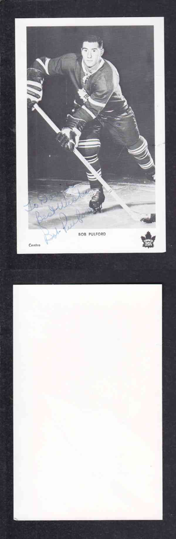 1960 'S TORONTO MAPLE LEAFS B.PULFORD  AUTOGRAPHED POST CARD photo