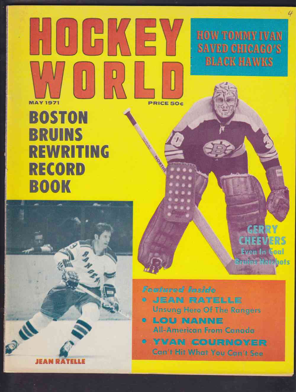 1971 HOCKEY WORLD FULL MAGAZINE G. CHEEVERS ON COVER photo