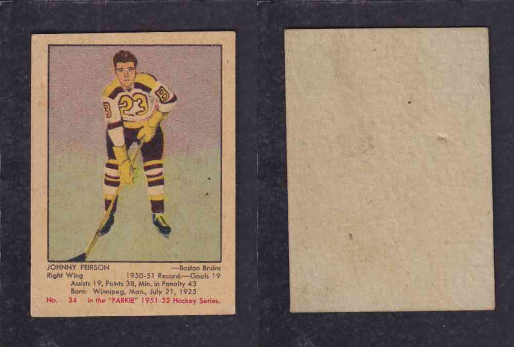 1951-52 PARKHURST HOCKEY CARD #34  J. PEIRSON photo