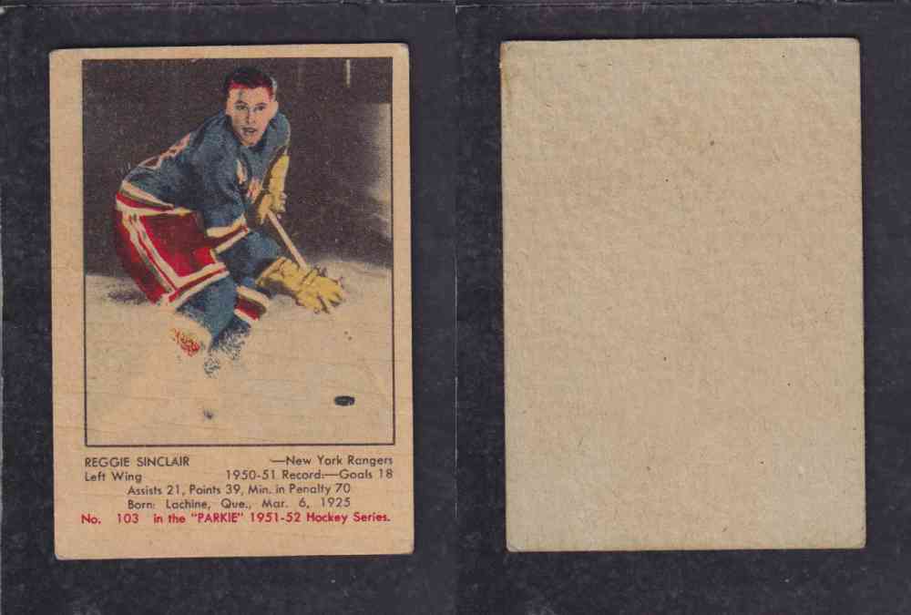 1951-52 PARKHURST HOCKEY CARD #103  R. SINCLAIR photo