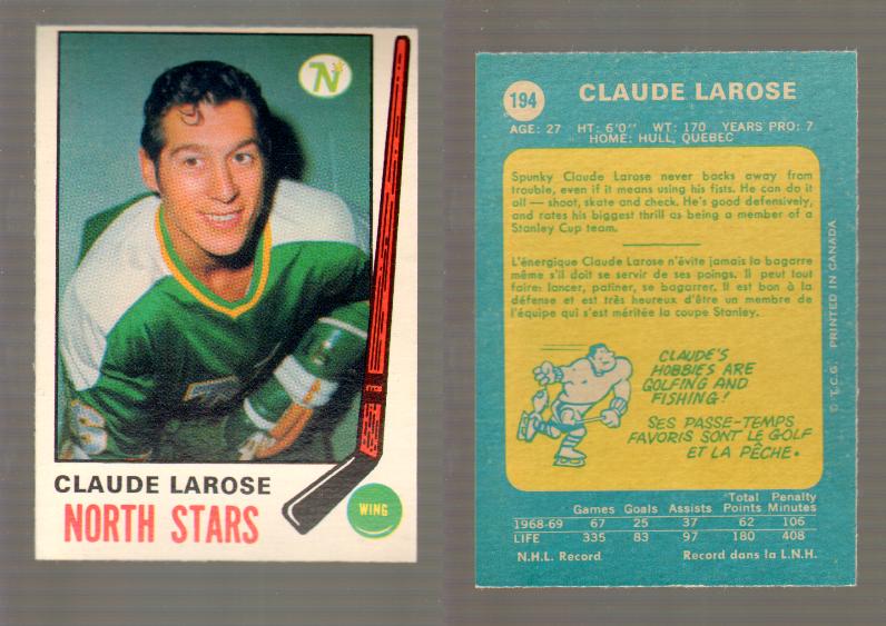 1969-70 O-PEE-CHEE HOCKEY CARD #194 CLAUDE LAROSE photo