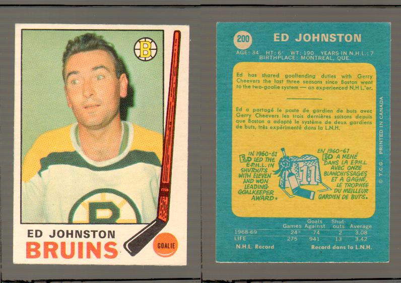 1969-70 O-PEE-CHEE HOCKEY CARD #200 ED JOHNSTON photo