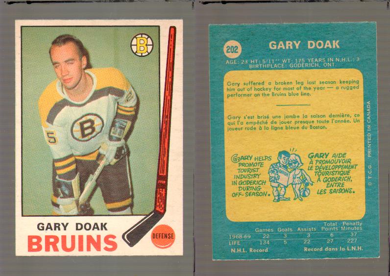 1969-70 O-PEE-CHEE HOCKEY CARD #202 GARY DOAK photo