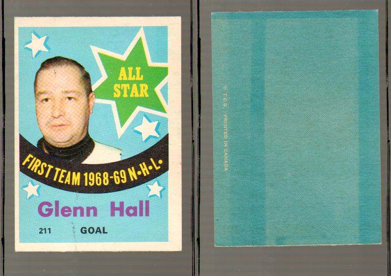 1969-70 O-PEE-CHEE HOCKEY CARD #211 GLENN HALL FIRST TEAM photo