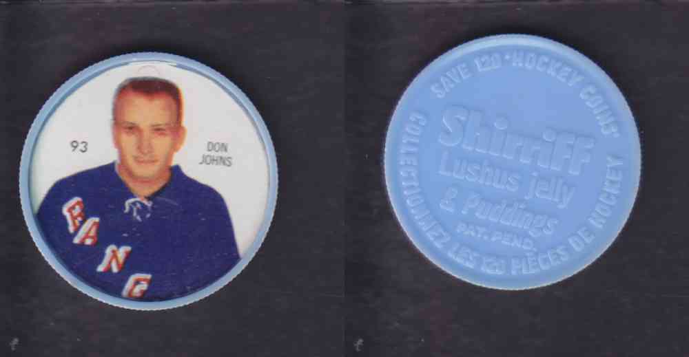 1960-61 SHIRRIFF HOCKEY COIN  #93  D. JOHNS photo