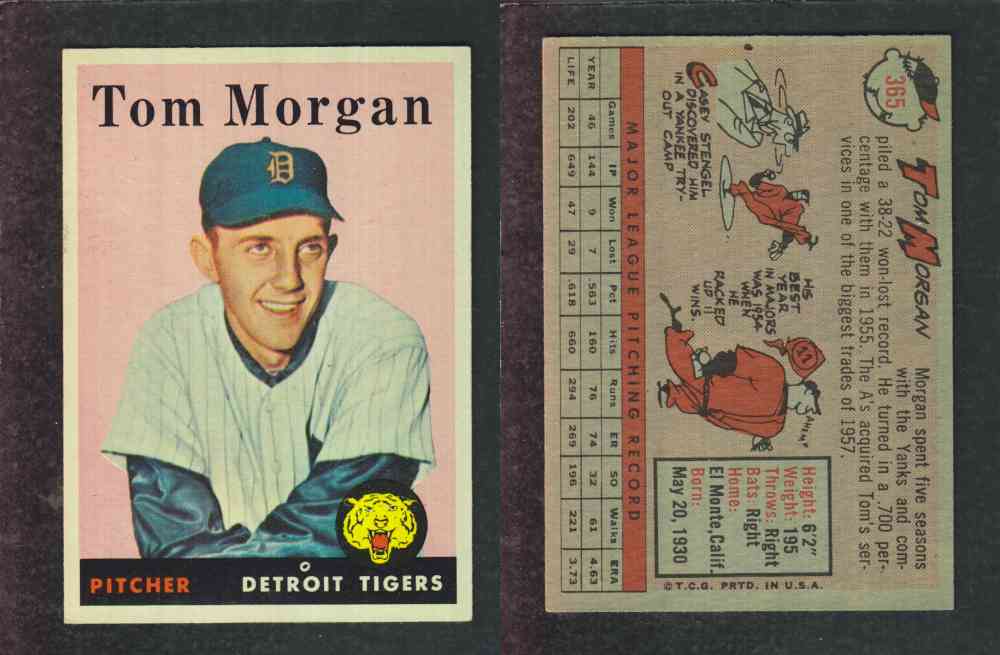 1958 TOPPS BASEBALL CARD #365 T. MORGAN photo