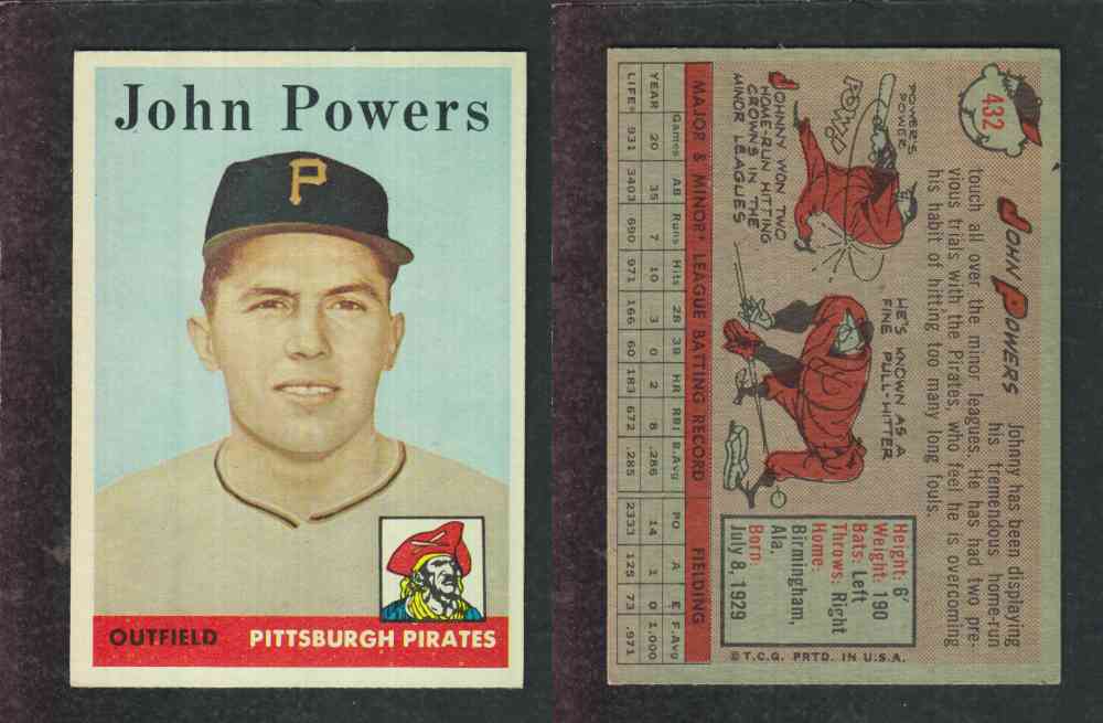 1958 TOPPS BASEBALL CARD #432 J. POWERS photo