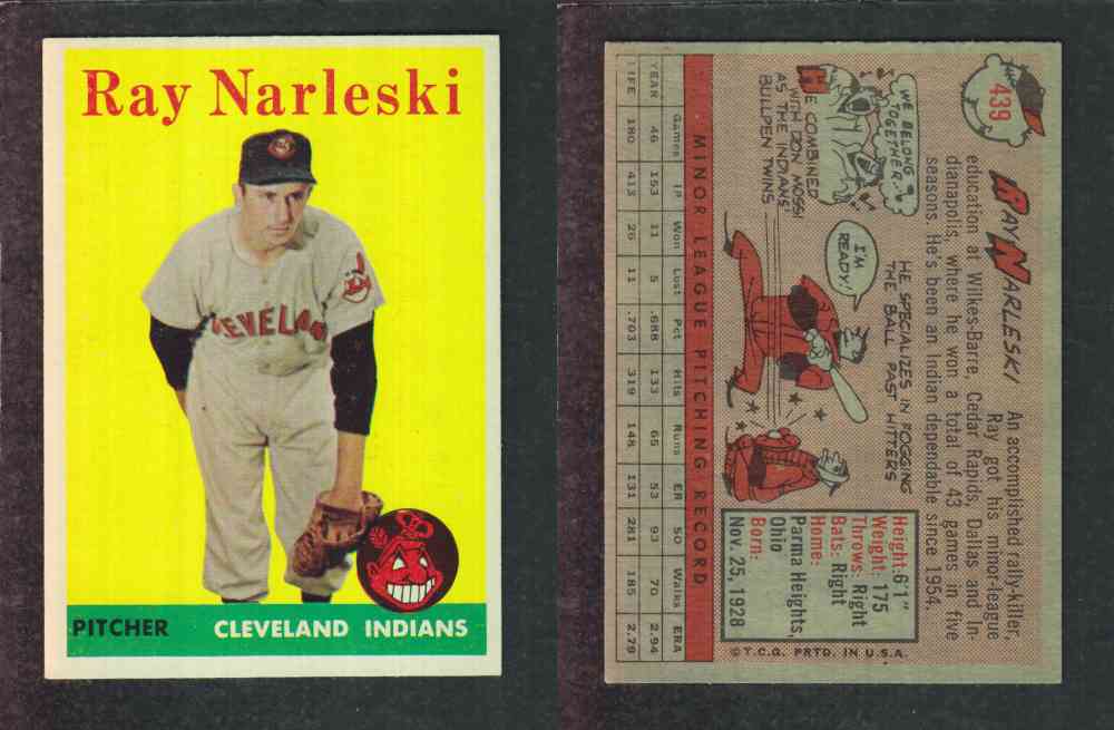 1958 TOPPS BASEBALL CARD #439 R. NARLESKI photo