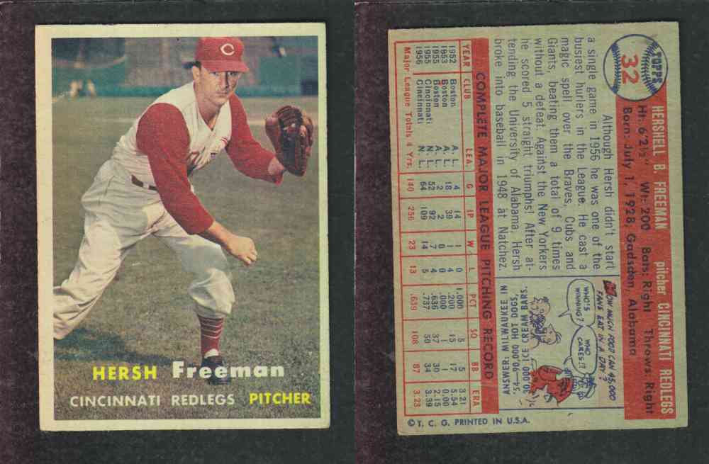 1957 TOPPS BASEBALL CARD #32 H. FREEMAN photo