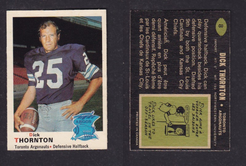1970 CFL O-PEE-CHEE FOOTBALL CARD #8 DICK THORNTON photo