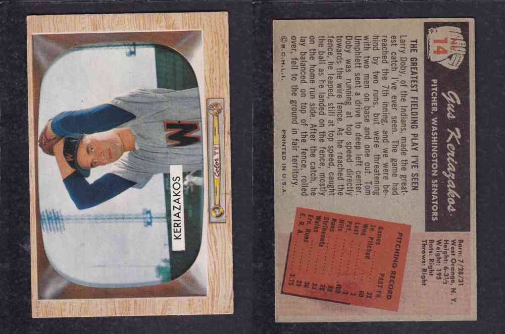 1955 BOWMAN BASEBALL CARD #14 G. KERIAZAKOS photo