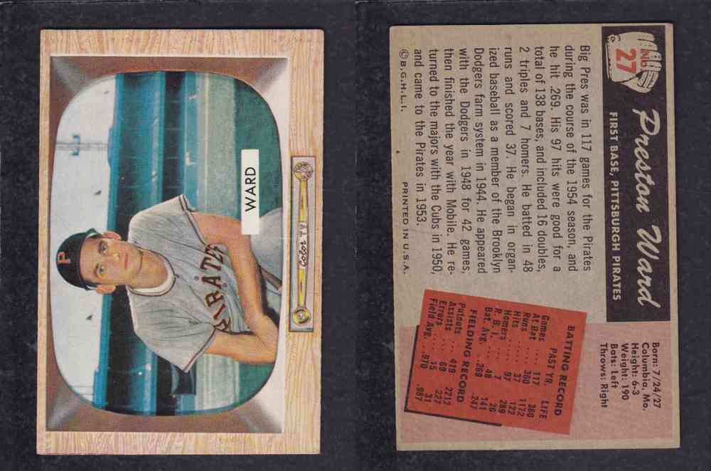 1955 BOWMAN BASEBALL CARD #27 P. WARD photo