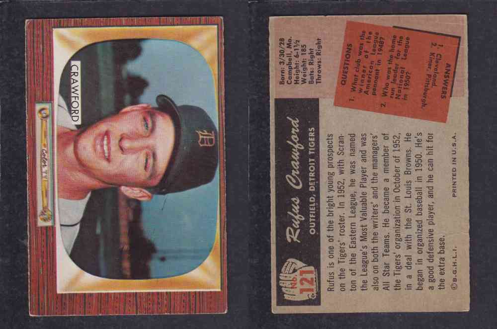 1955 BOWMAN BASEBALL CARD #121 R. CRAWFORD photo