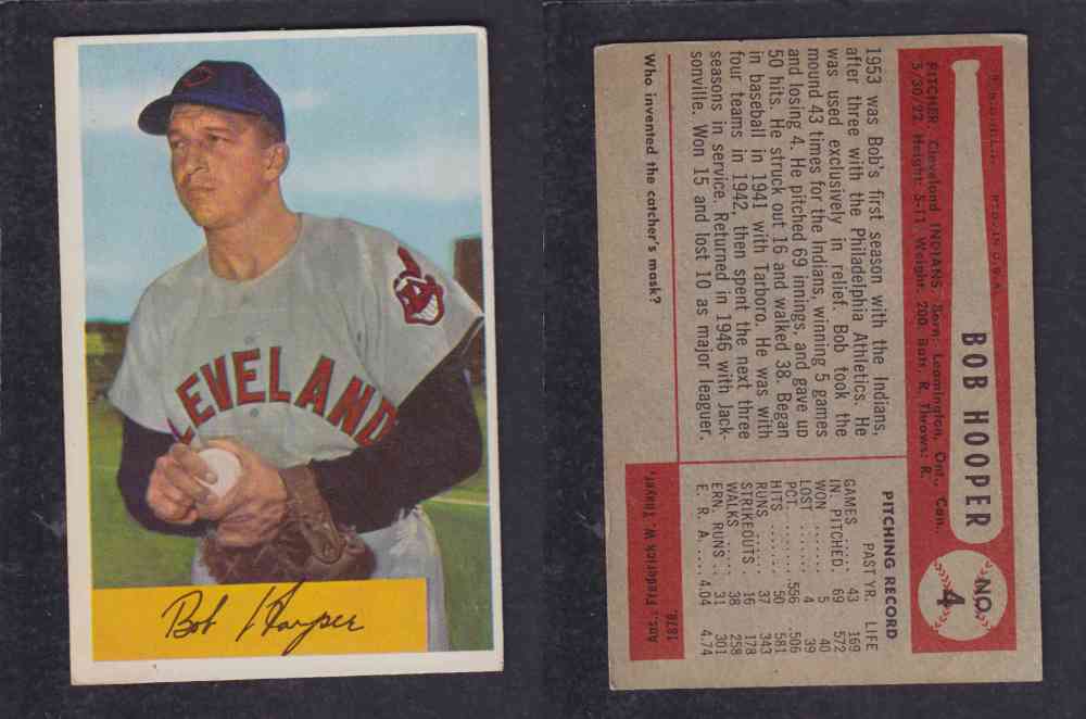 1954 BOWMAN BASEBALL CARD #4 B. HOOPER photo