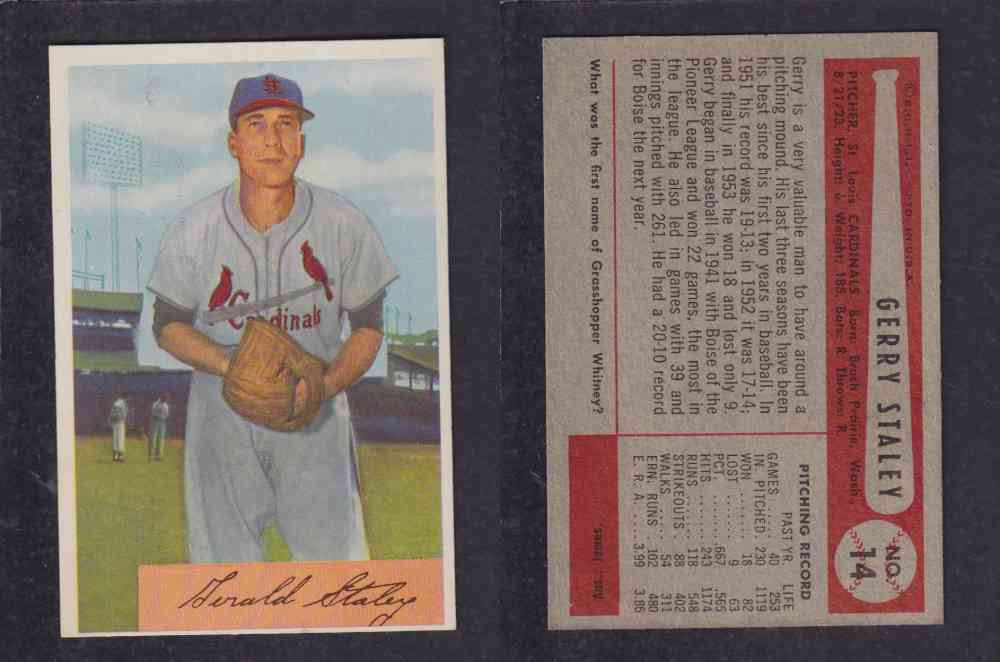 1954 BOWMAN BASEBALL CARD #14 G. STALEY photo