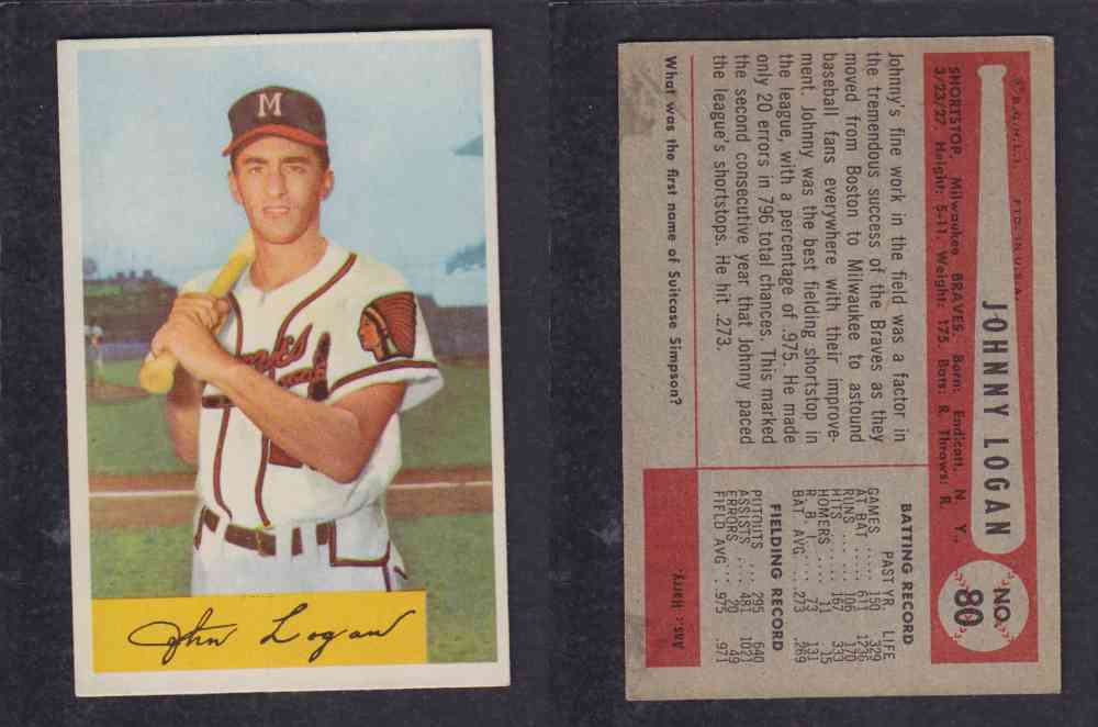 1954 BOWMAN BASEBALL CARD #80 J. LOGAN photo