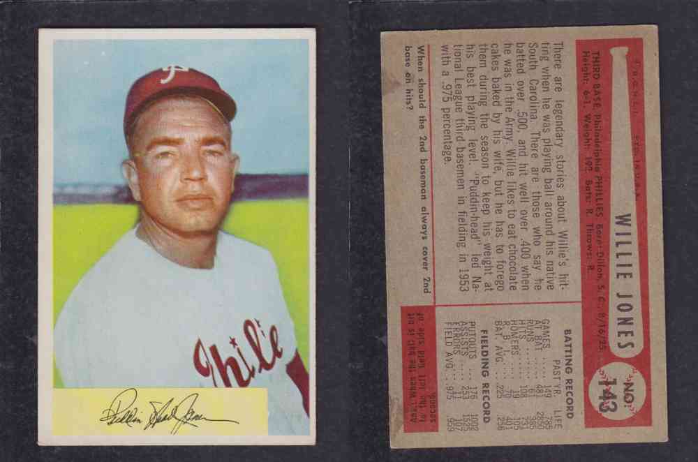 1954 BOWMAN BASEBALL CARD #143 W. JONES photo