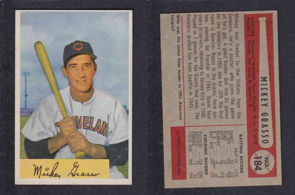 1954 BOWMAN BASEBALL CARD #184 M. GRASSO photo