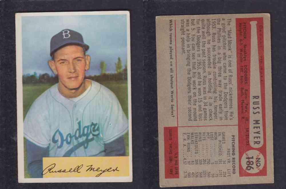 1954 BOWMAN BASEBALL CARD #186 R. MEYER photo