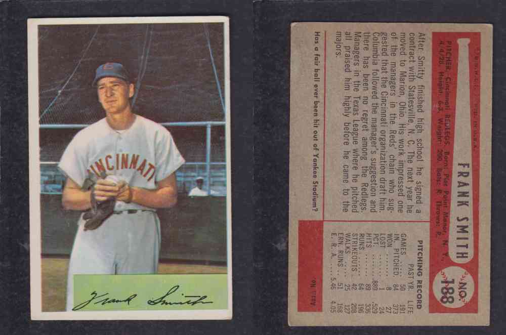 1954 BOWMAN BASEBALL CARD #188 F. SMITH photo